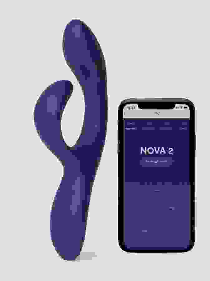 We-Vibe Nova 2 Midnight Blue App Controlled Rechargeable Rabbit Vibrator, Blue, hi-res